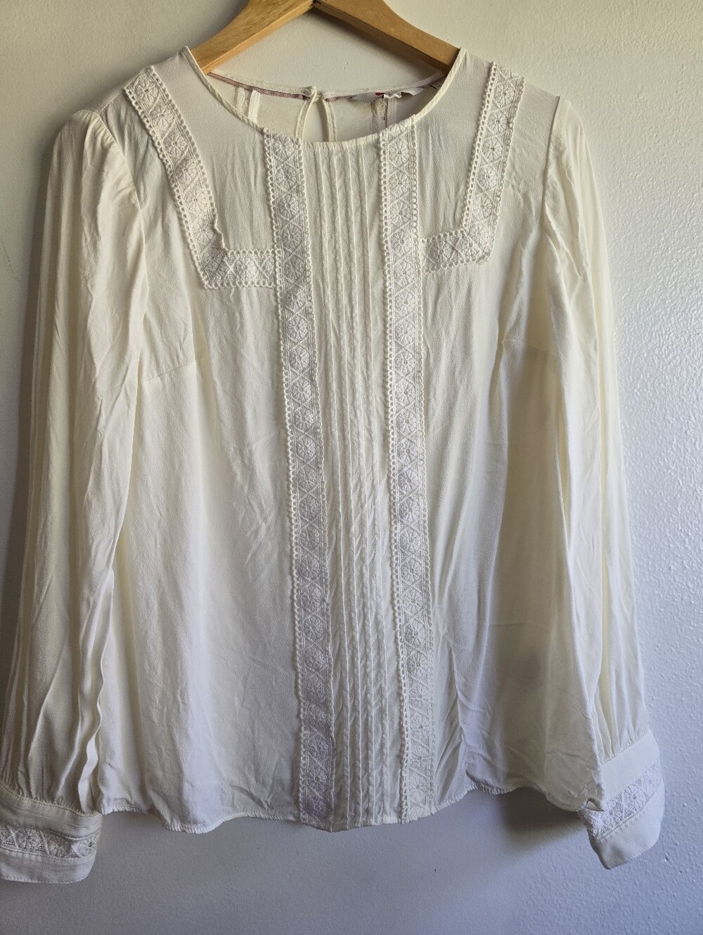Boden, Long-sleeve Blouse, Cream, Size 8